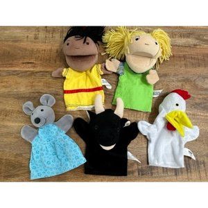 Lot 5 Kaplan Early Learning Diveristy Plush Hand Puppets Girls Cow Mouse Chicken
